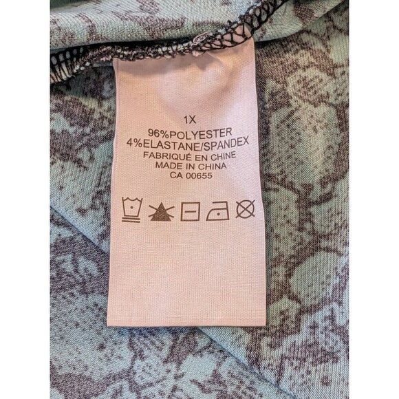 Penningtons Womens Plus 1X Green Reptile Snake Print Tank Top Blouse Layering - Picture 6 of 7